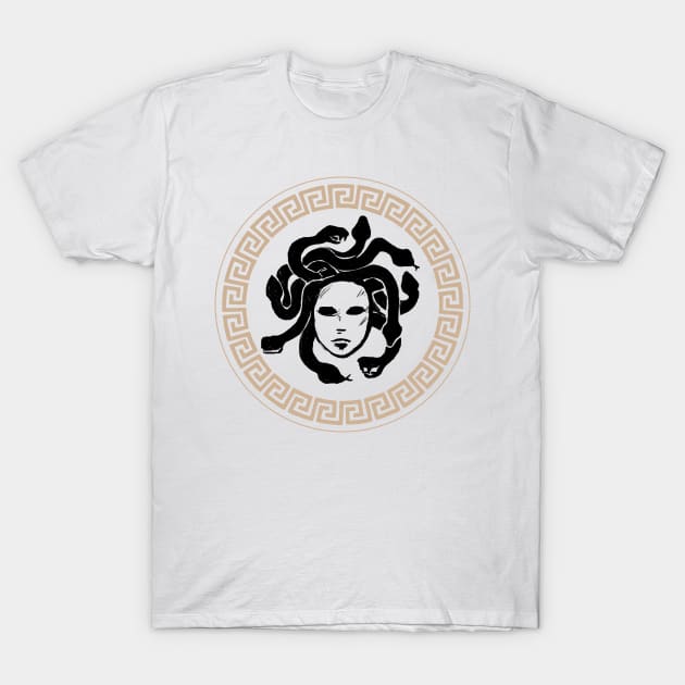 Goddess Athena Shield with Medusa Head T-Shirt by Witchling Art